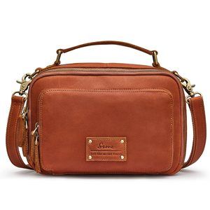 Genuine Leather Crossbody Purses Vintage Top Handle Handbags c: